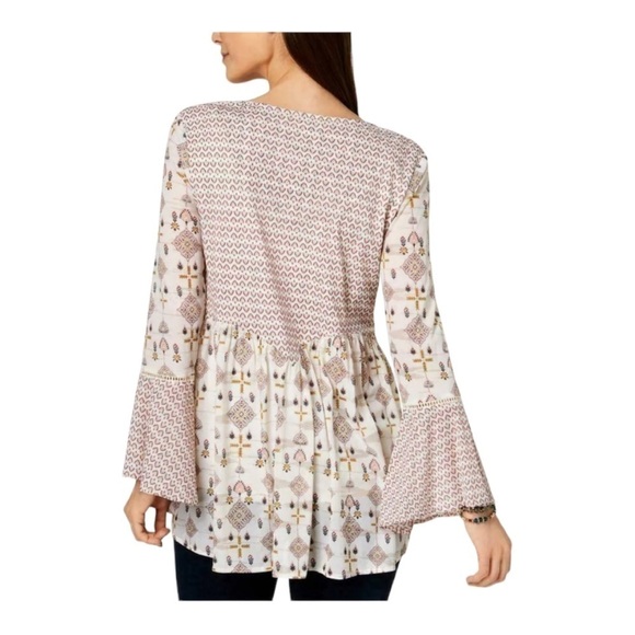 Style & Co Mixed Print Peasant Blouse - Picture 6 of 9